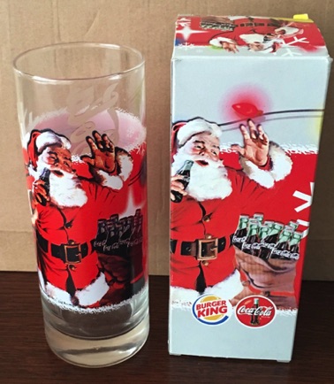 3822-1 € 5,00 coca cola glas Burger King kerstman met fles